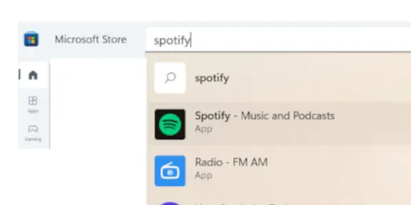 search spotify MS Store - Install apps on laptop